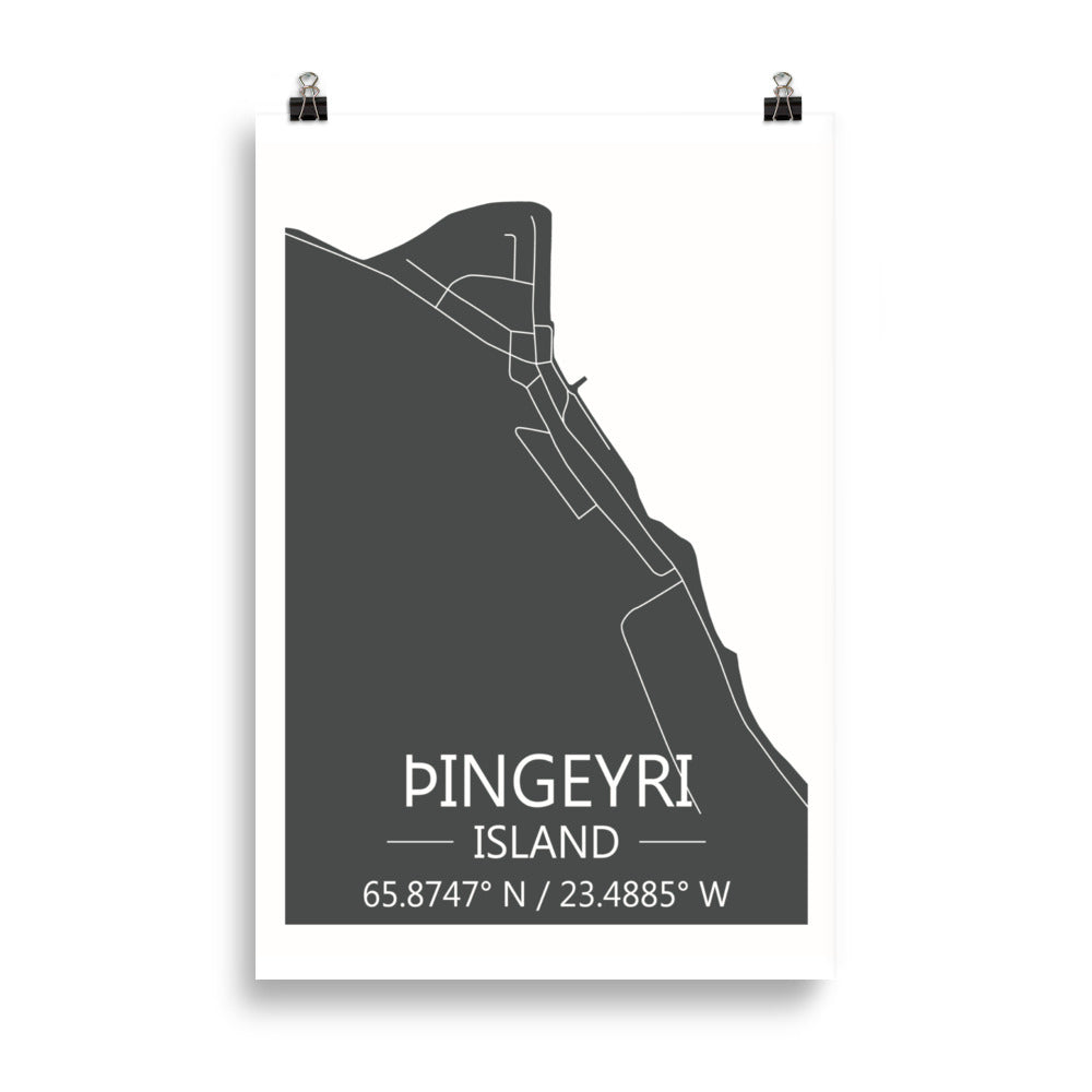 Bæjarkort - Þingeyri Grátt
