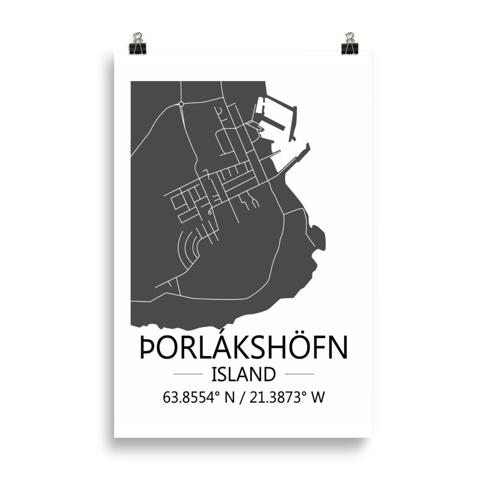 Bæjarkort - Þorlákshöfn Grátt