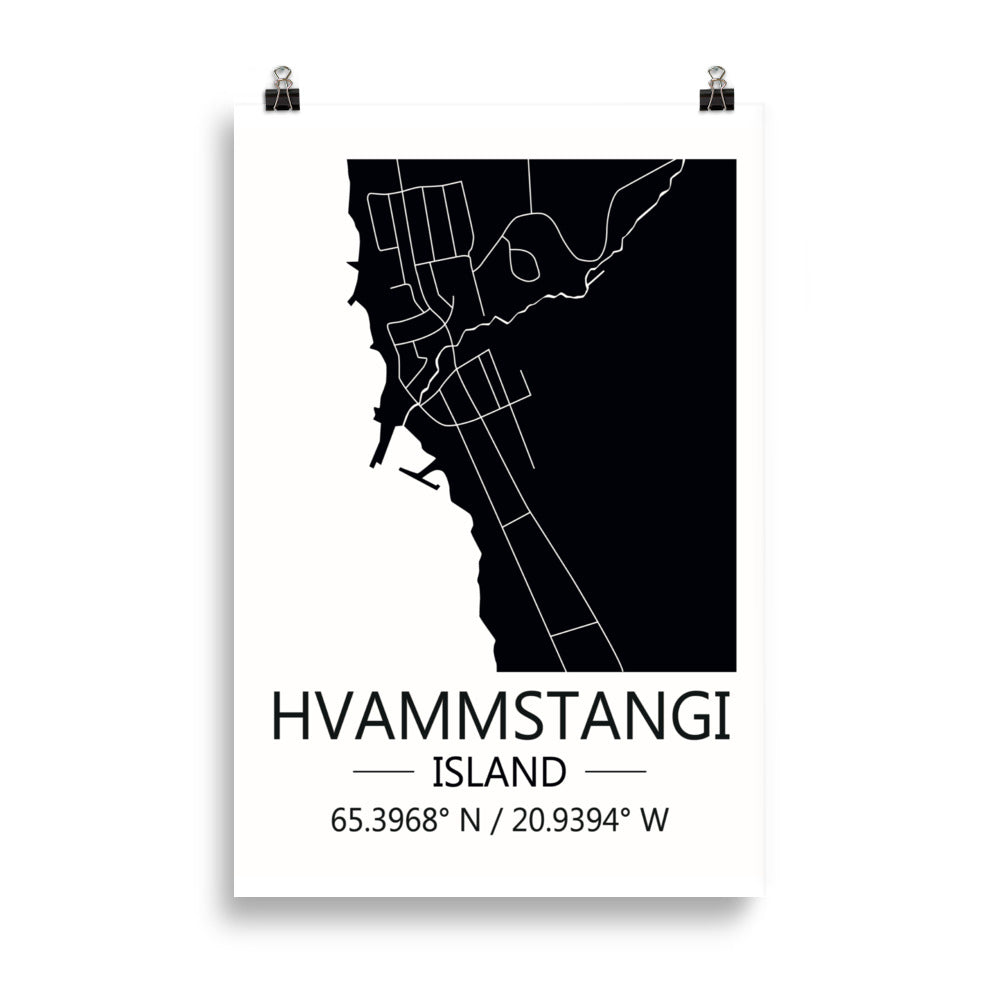 Bæjarkort - Hvammstangi Svart