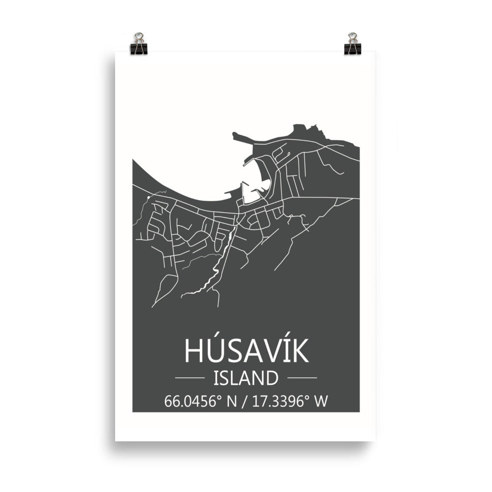 Bæjarkort - Húsavík Grátt