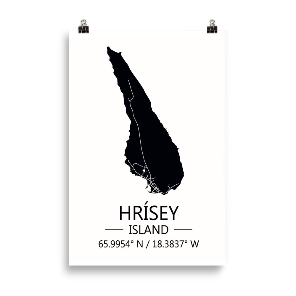 Bæjarkort - Hrísey Svart