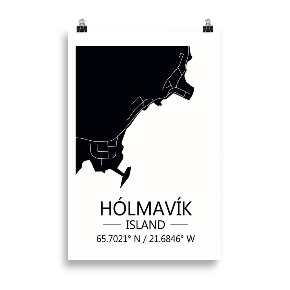 Bæjarkort - Hólmavík Svart