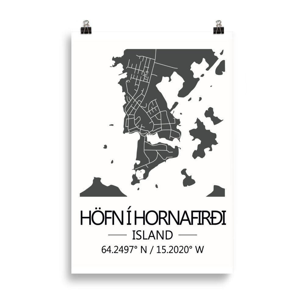 Bæjarkort - Höfn í Hornafirði Grátt