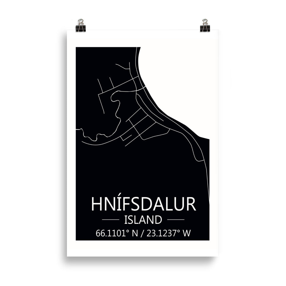 Bæjarkort - Hnífsdalur Svart