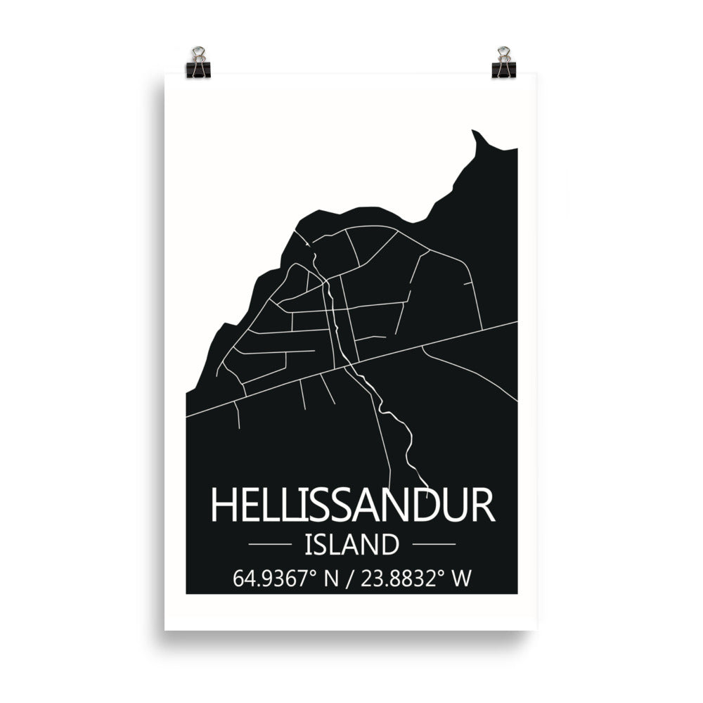 Bæjarkort - Hellissandur Svart