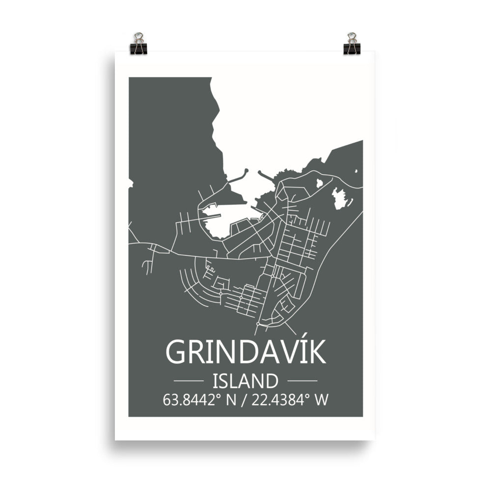 Bæjarkort - Grindavík Grátt