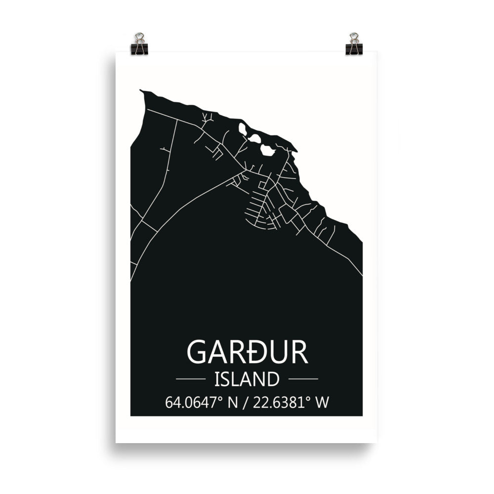 Bæjarkort - Garður Svart