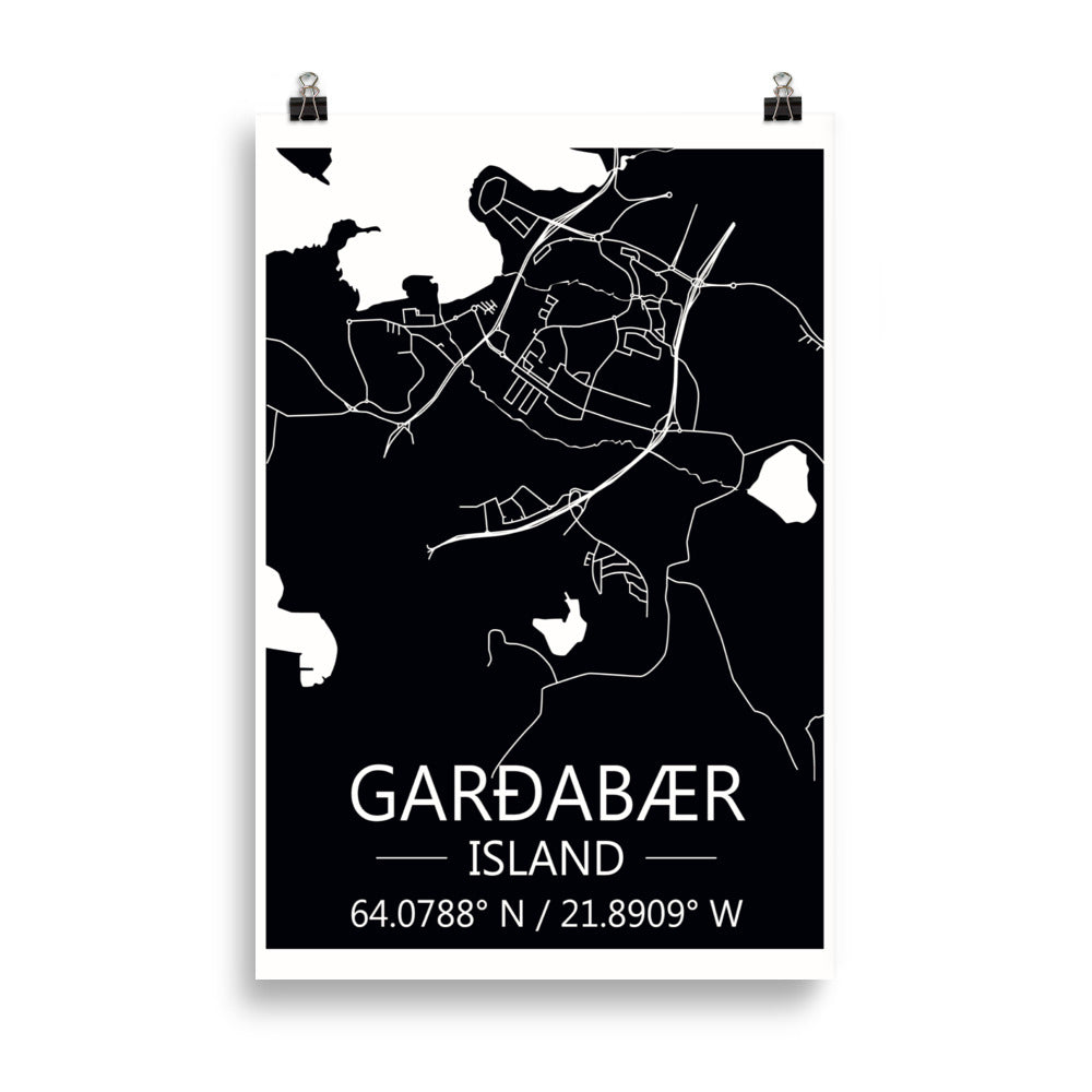Bæjarkort - Garðabær Svart