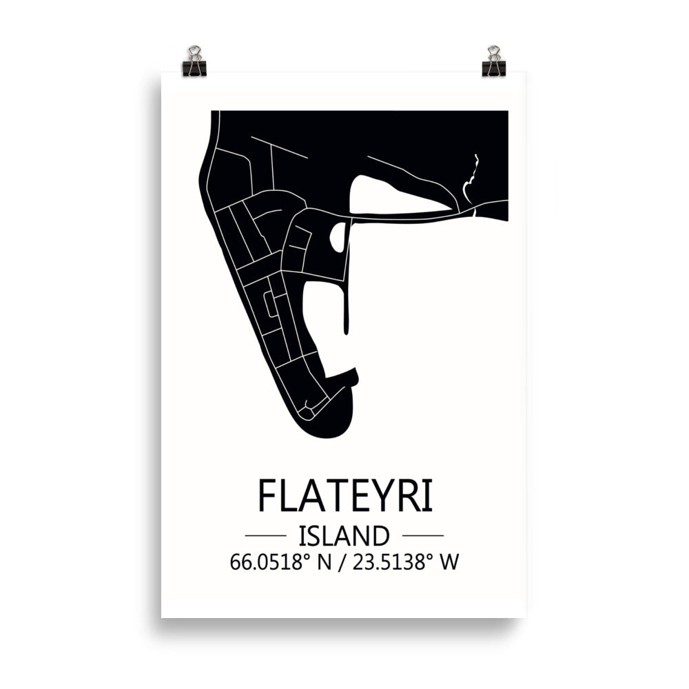 Bæjarkort - Flateyri  Svart