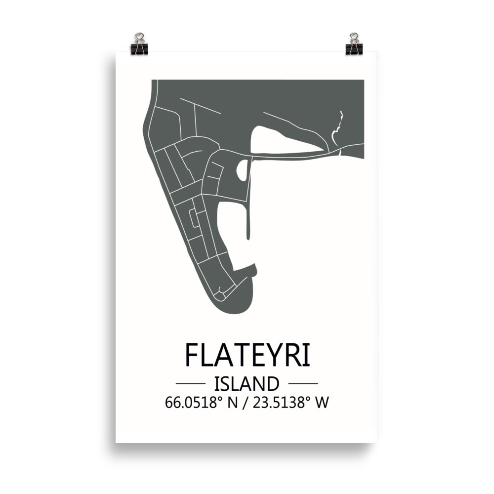 Bæjarkort - Flateyri Grátt