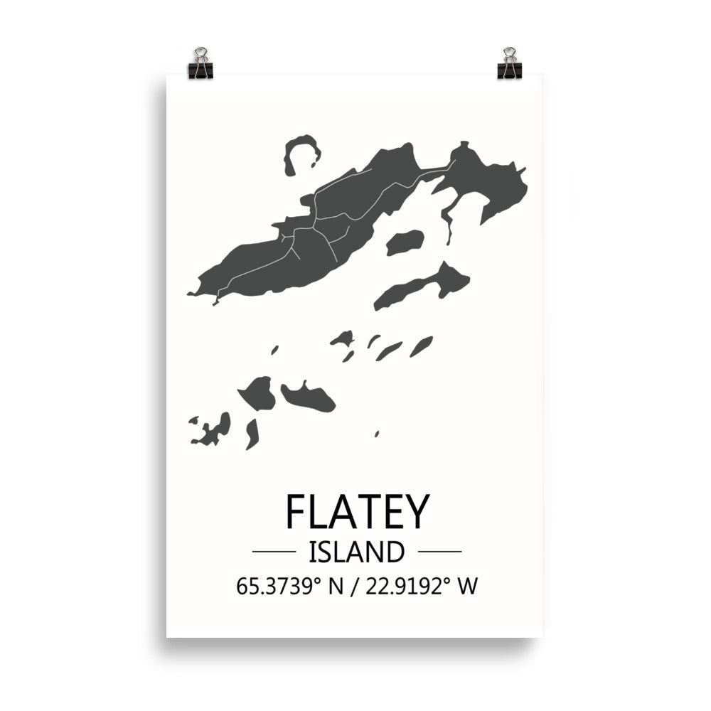 Bæjarkort - Flatey á Breiðafirði  Grátt