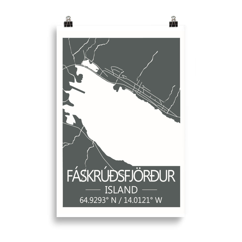 Bæjarkort - Fáskrúðsfjörður Grátt