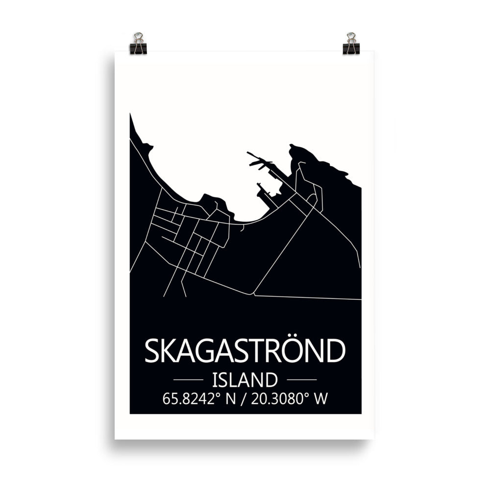 Bæjarkort - Skagaströnd Svart