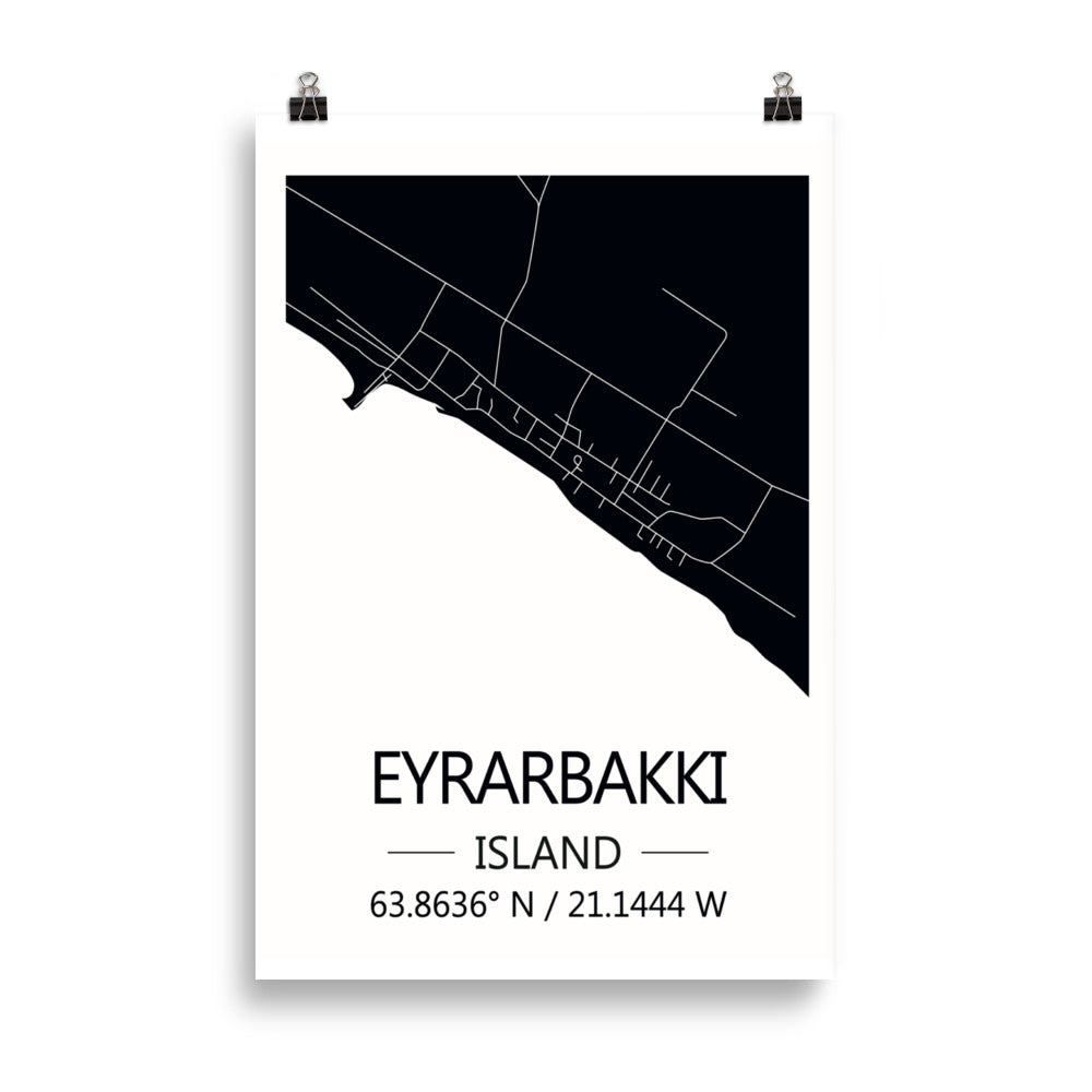 Bæjarkort - Eyrarbakki Svart