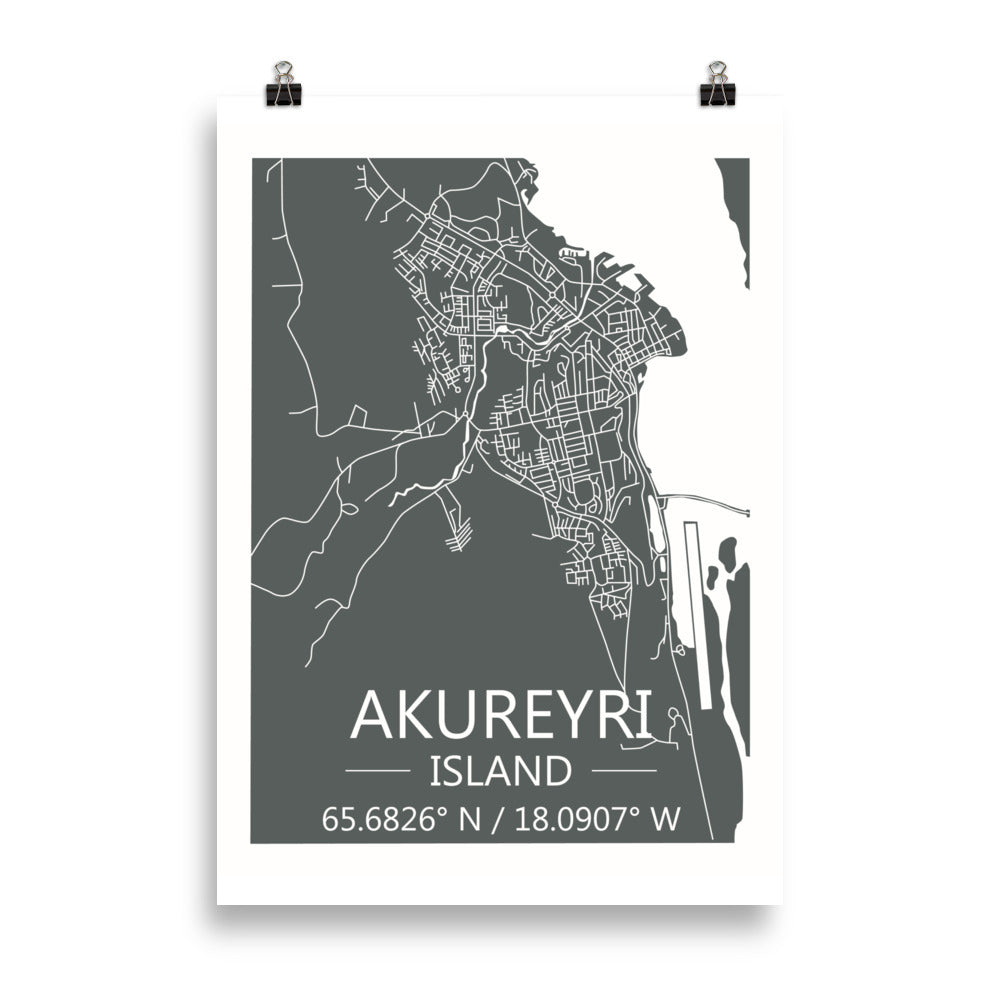 Bæjarkort - Akureyri Grátt
