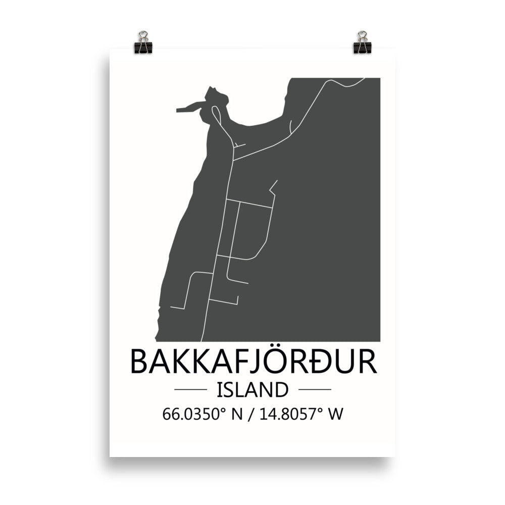 Bæjarkort - Bakkafjörður Grár