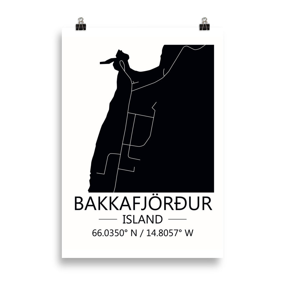 Bæjarkort - Bakkafjörður Svart