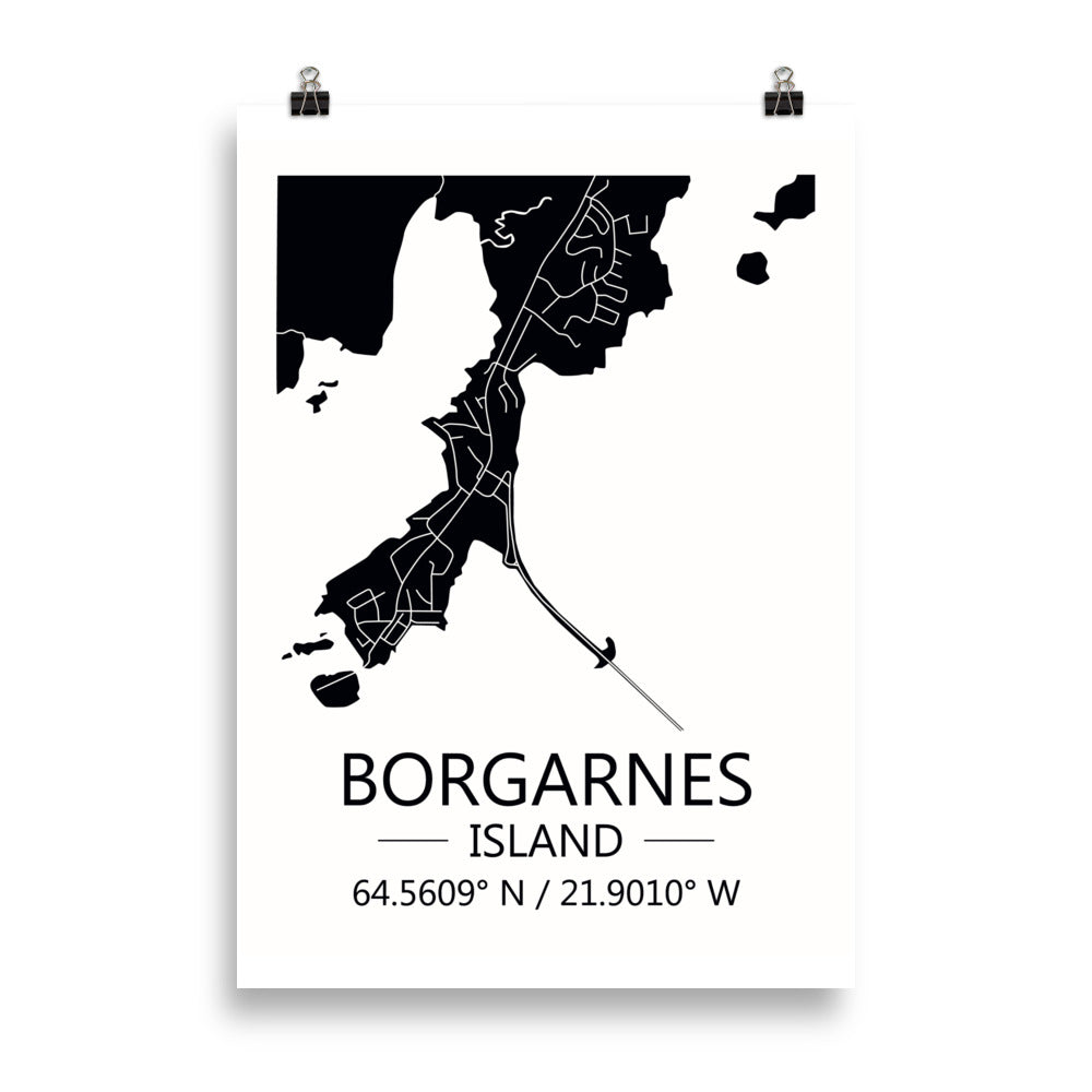 Bæjarkort - Borgarnes Svart