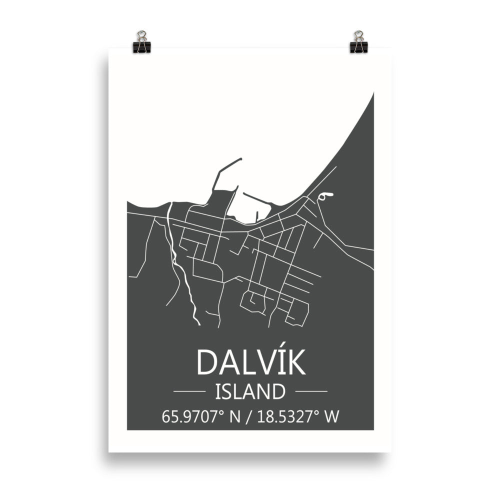 Bæjarkort - Dalvík Grátt