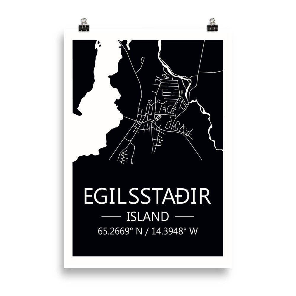 Bæjarkort - Egilsstaðir Svart
