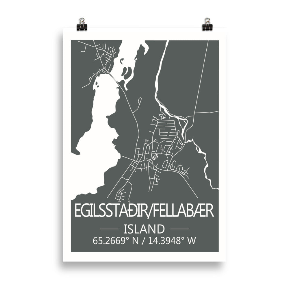 Bæjarkort - Egilsstaðir/Fellabær Grátt