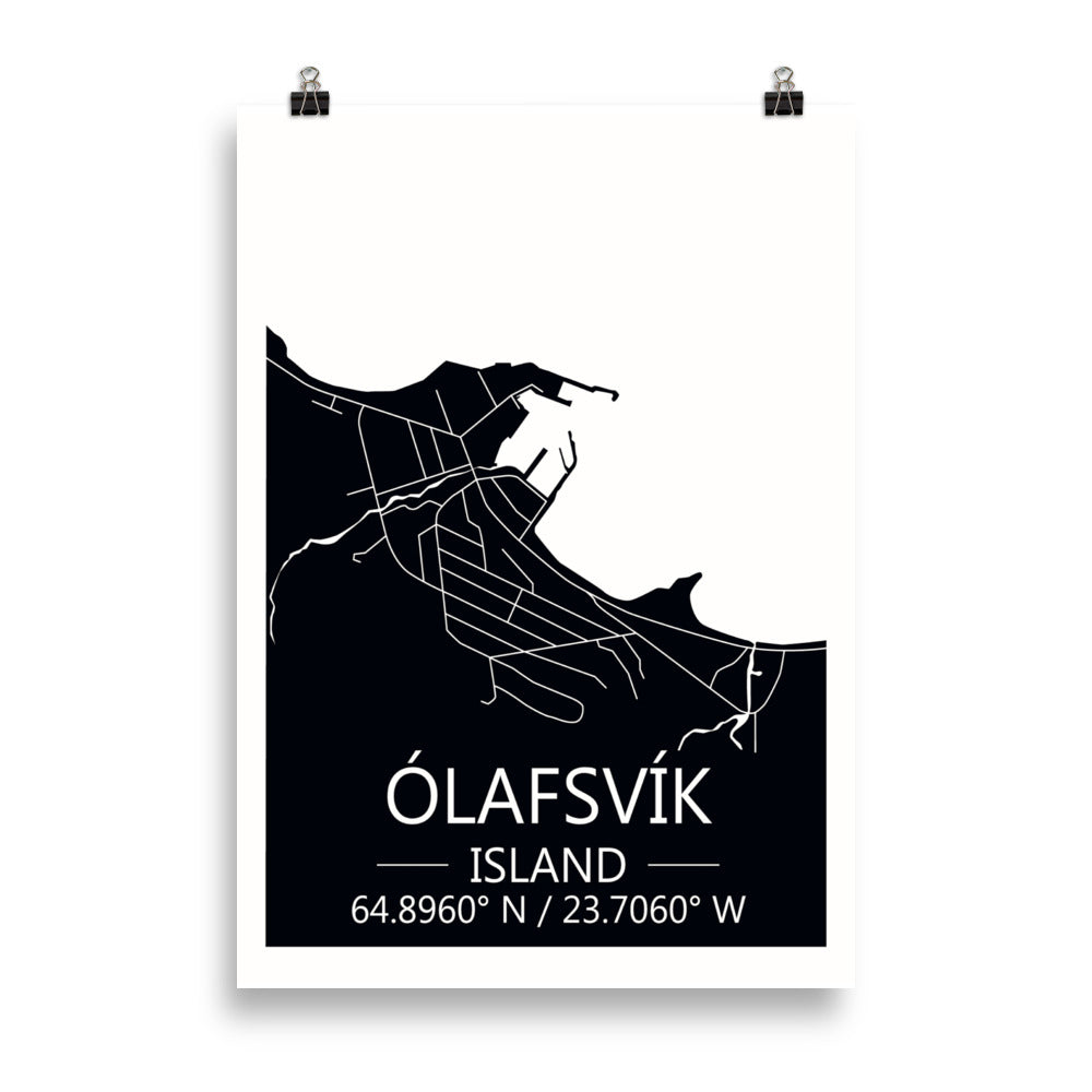 Bæjarkort - Ólafsvík Svart