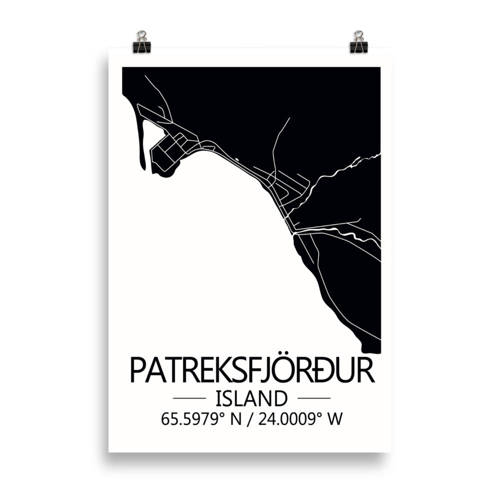 Bæjarkort - Patreksfjörður Svart
