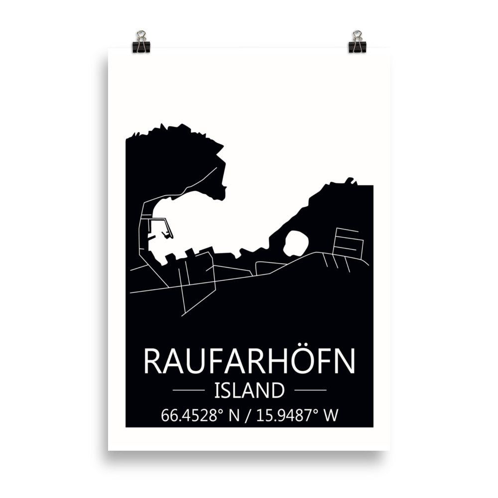 Bæjarkort - Raufarhöfn Svart
