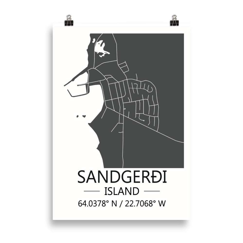 Bæjarkort - Sandgerði Grátt