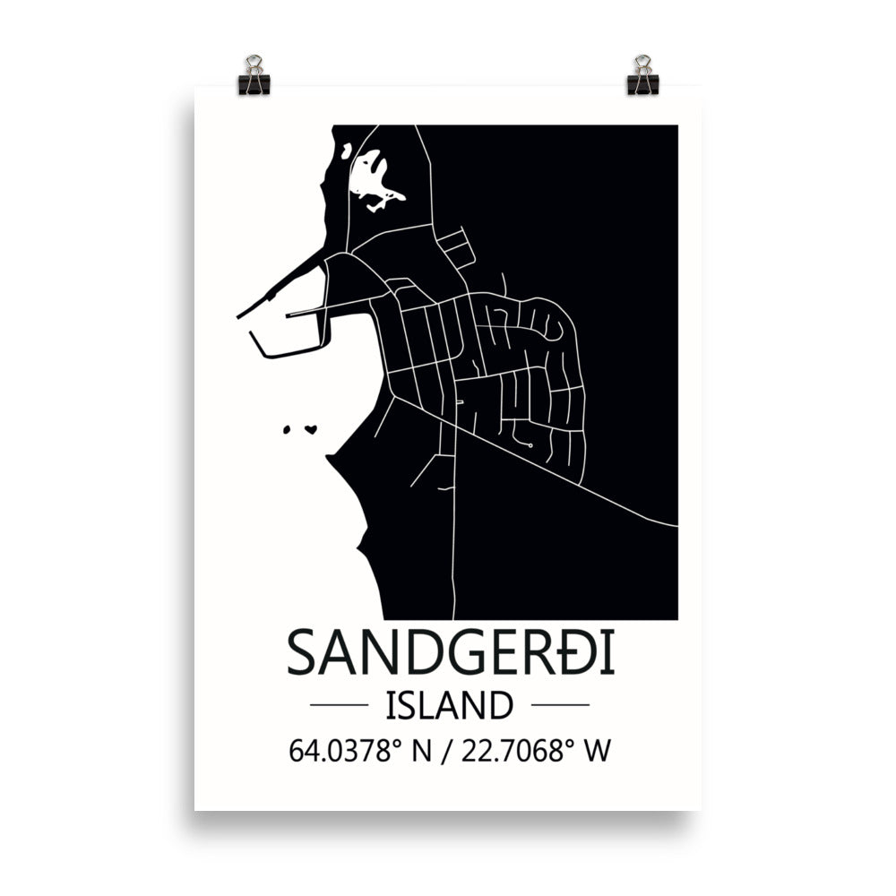 Bæjarkort - Sandgerði Svart