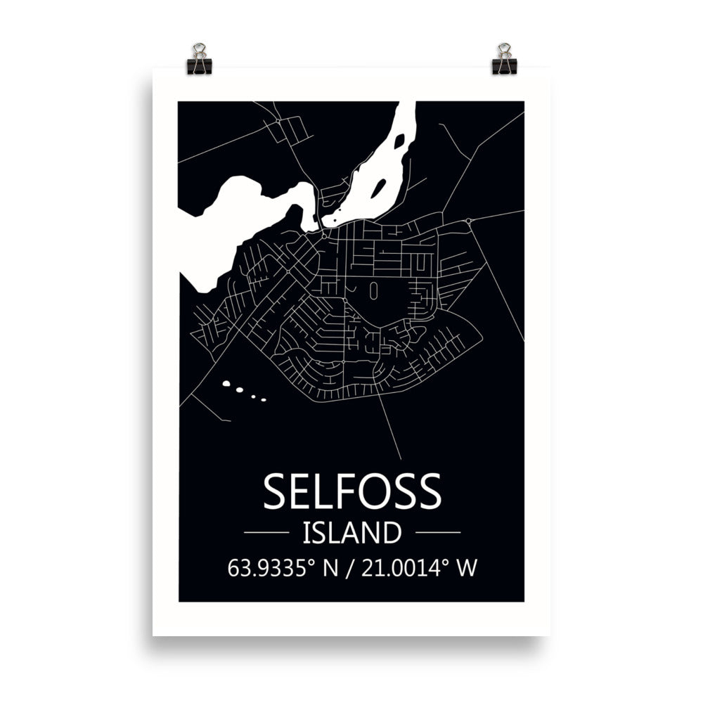Bæjarkort - Selfoss Svart