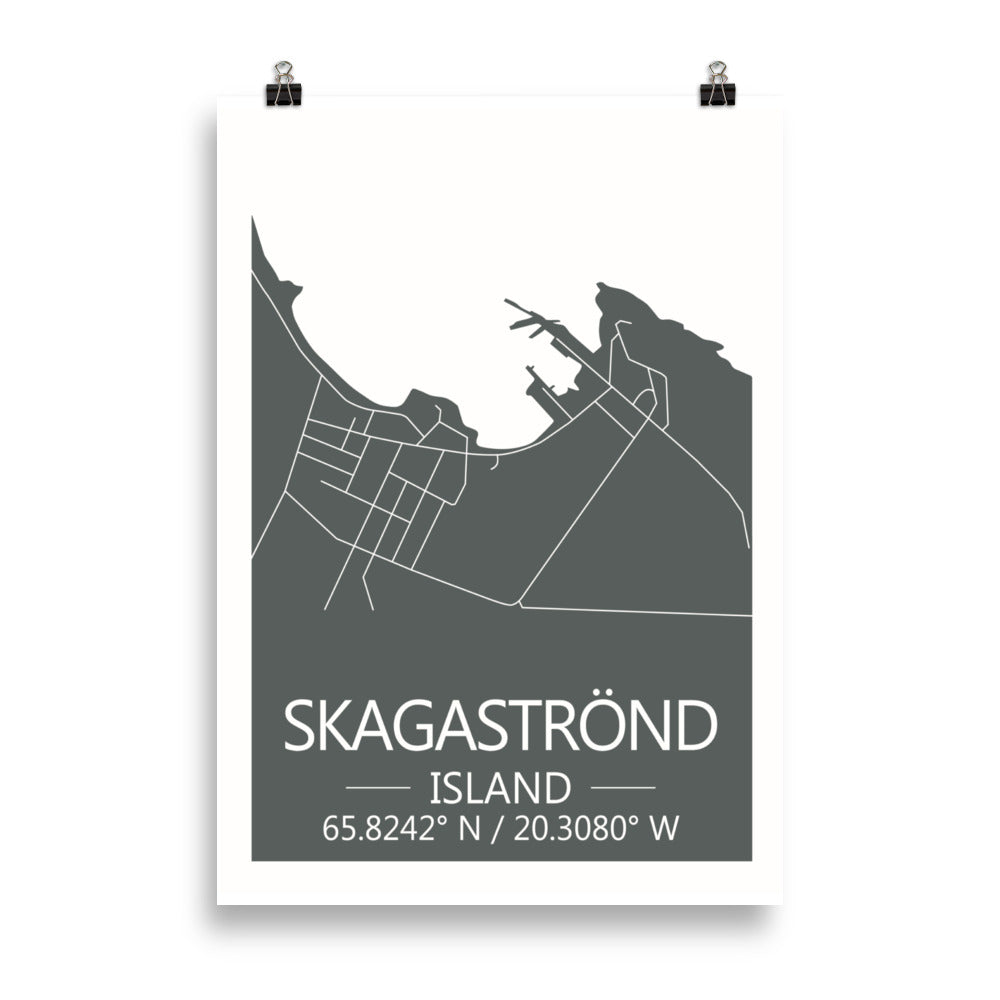Bæjarkort - Skagaströnd Grátt