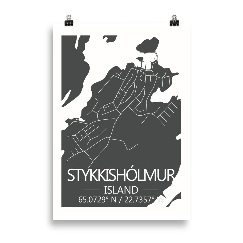 Bæjarkort - Stykkishólmur Grátt