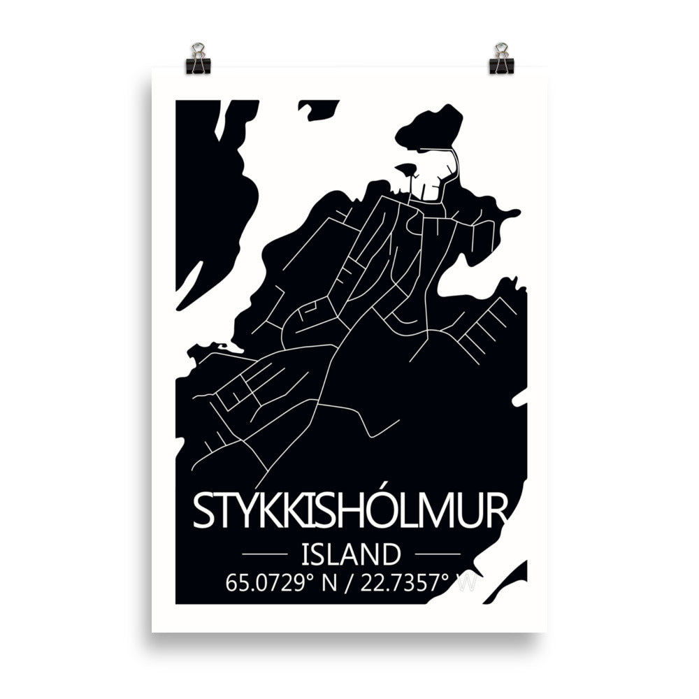 Bæjarkort - Stykkishólmur Svart