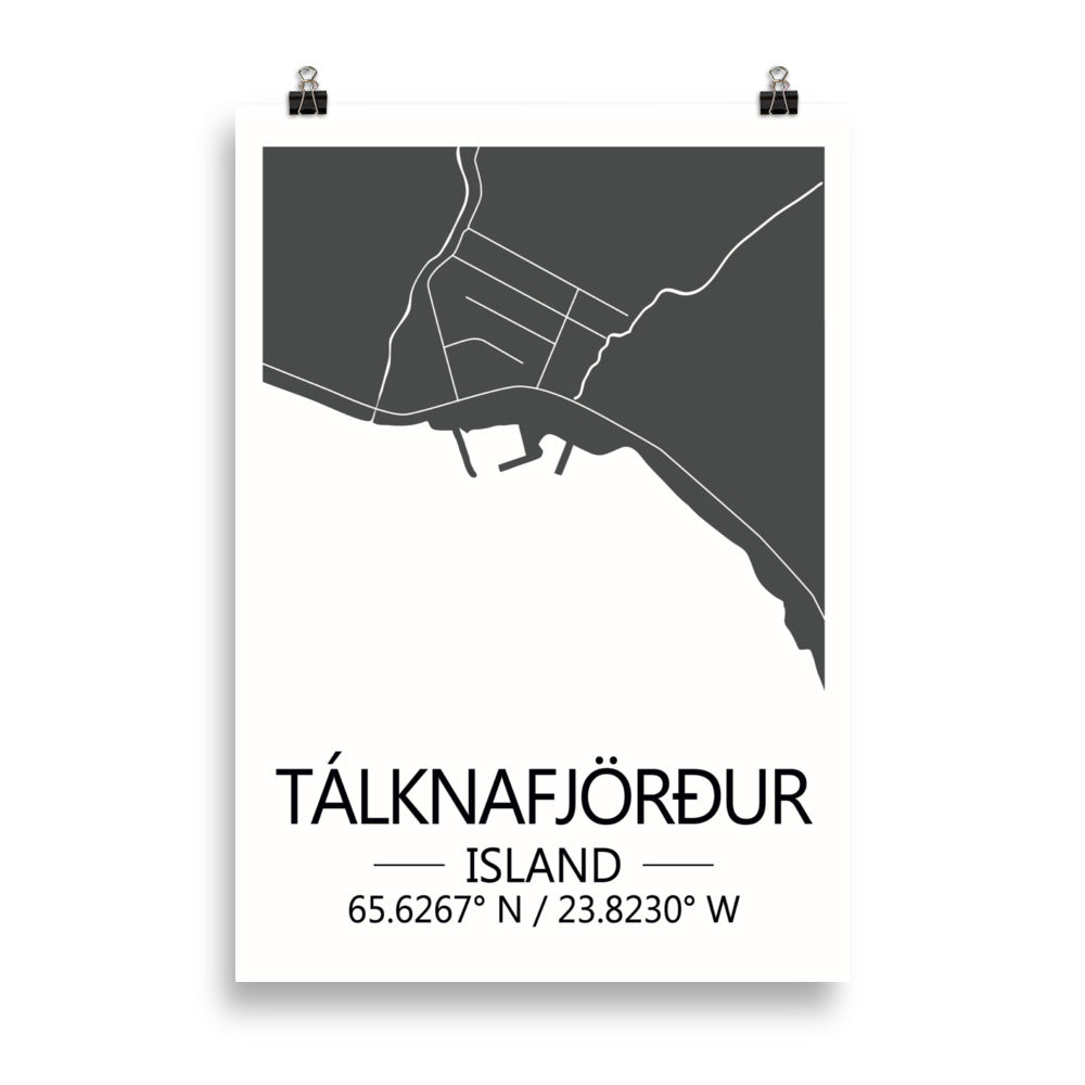 Bæjarkort - Tálknafjörður Grátt