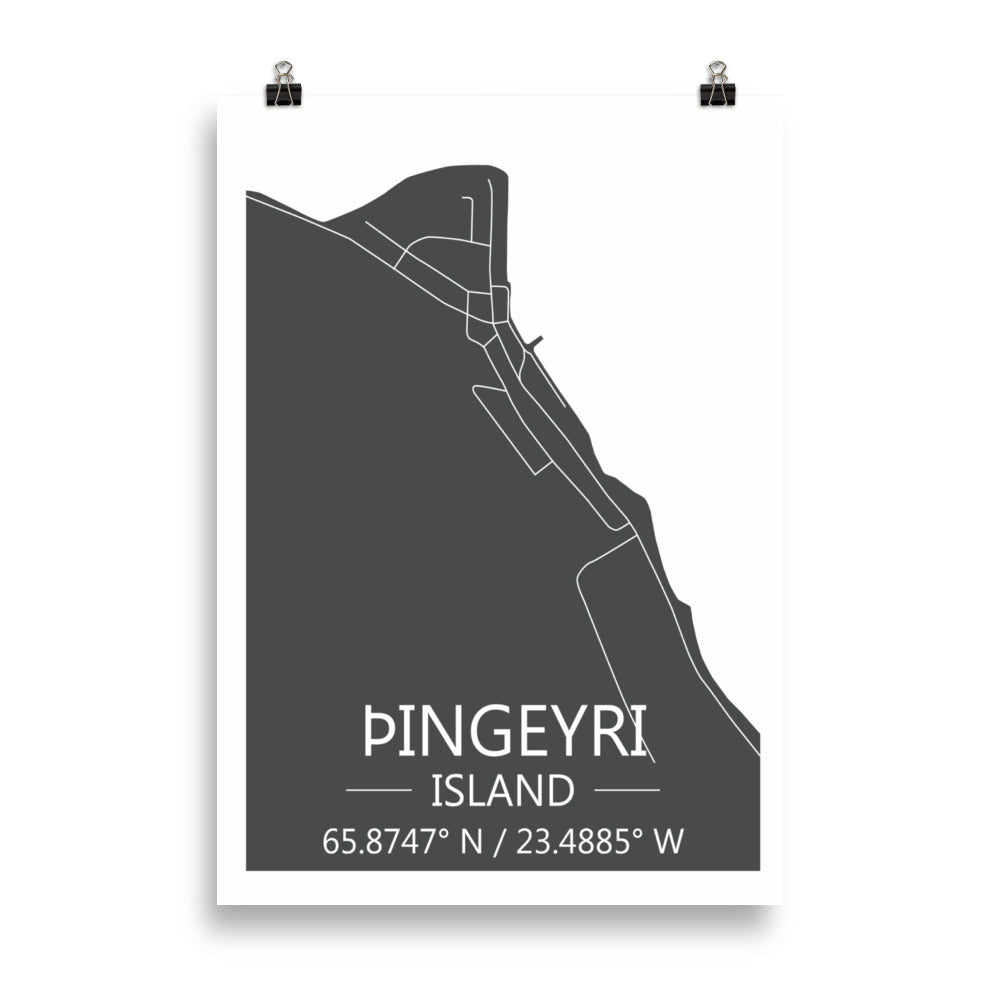 Bæjarkort - Þingeyri Grátt