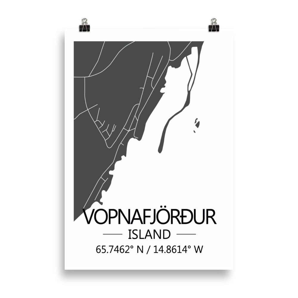 Bæjarkort - Vopnafjörður Grátt
