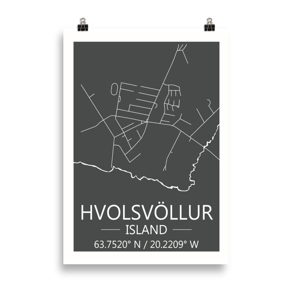 Bæjarkort  -  Hvolsvöllur Grátt