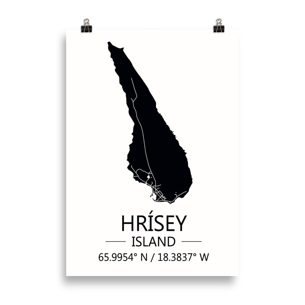 Bæjarkort - Hrísey Svart