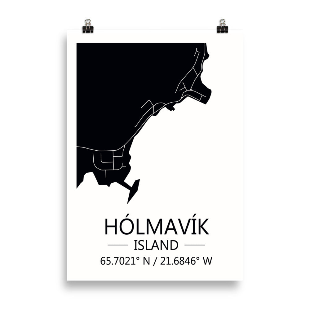 Bæjarkort - Hólmavík Svart