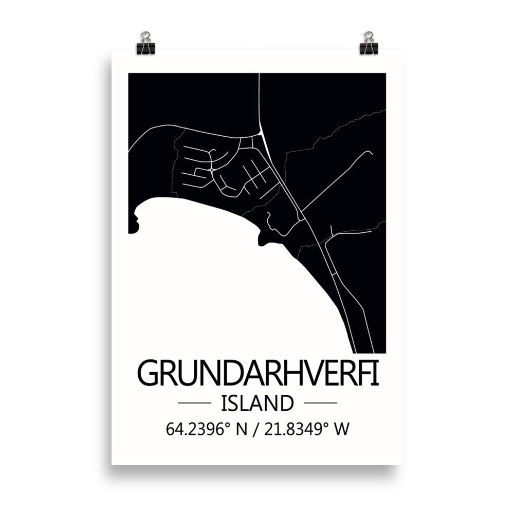 Bæjarkort - Grundarhverfi Svart