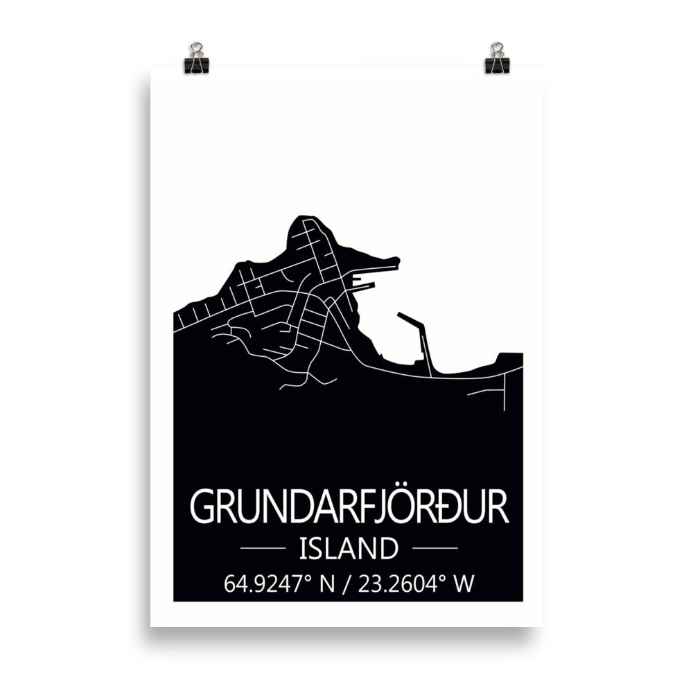 Bæjarkort - Grundarfjörður Svart