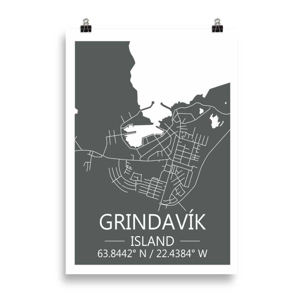 Bæjarkort - Grindavík Grátt