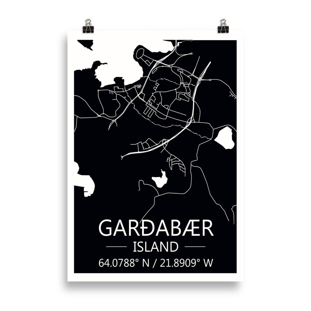 Bæjarkort - Garðabær Svart