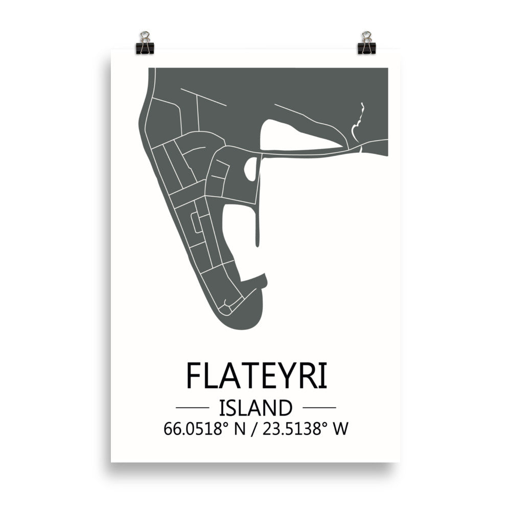 Bæjarkort - Flateyri Grátt