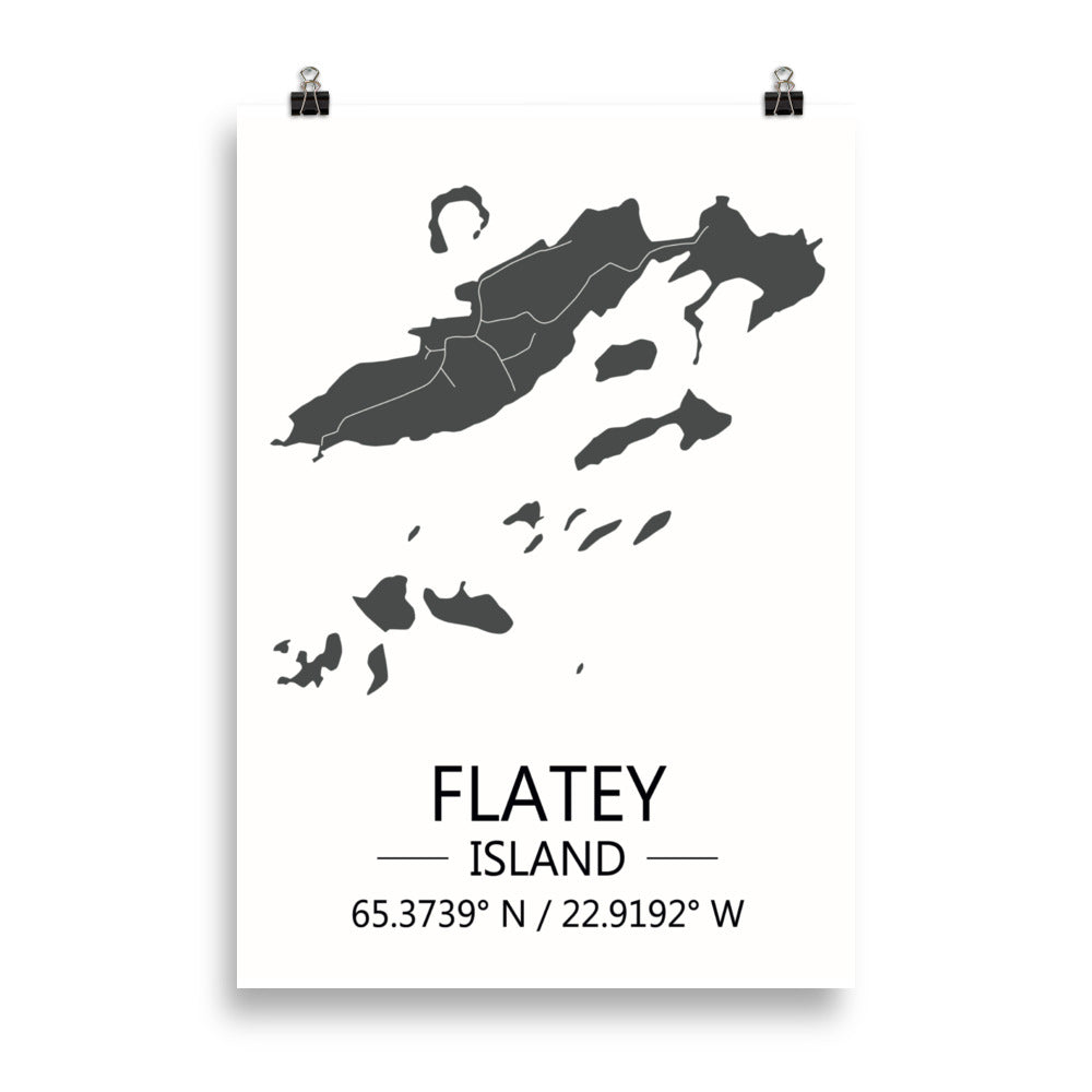 Bæjarkort - Flatey á Breiðafirði  Grátt