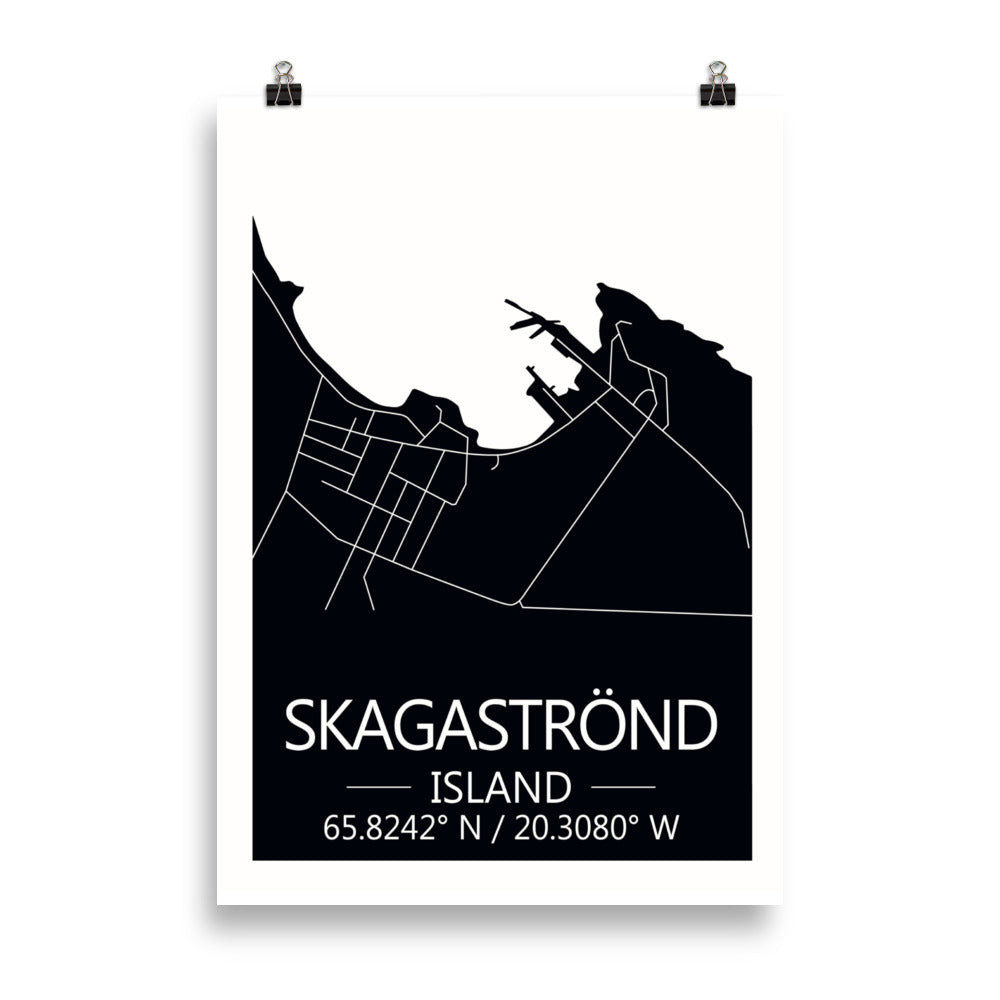 Bæjarkort - Skagaströnd Svart