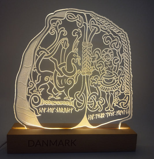 Danmarks historie i LED lys - Den store Jellingesten -  Dansk produceret 20 cm