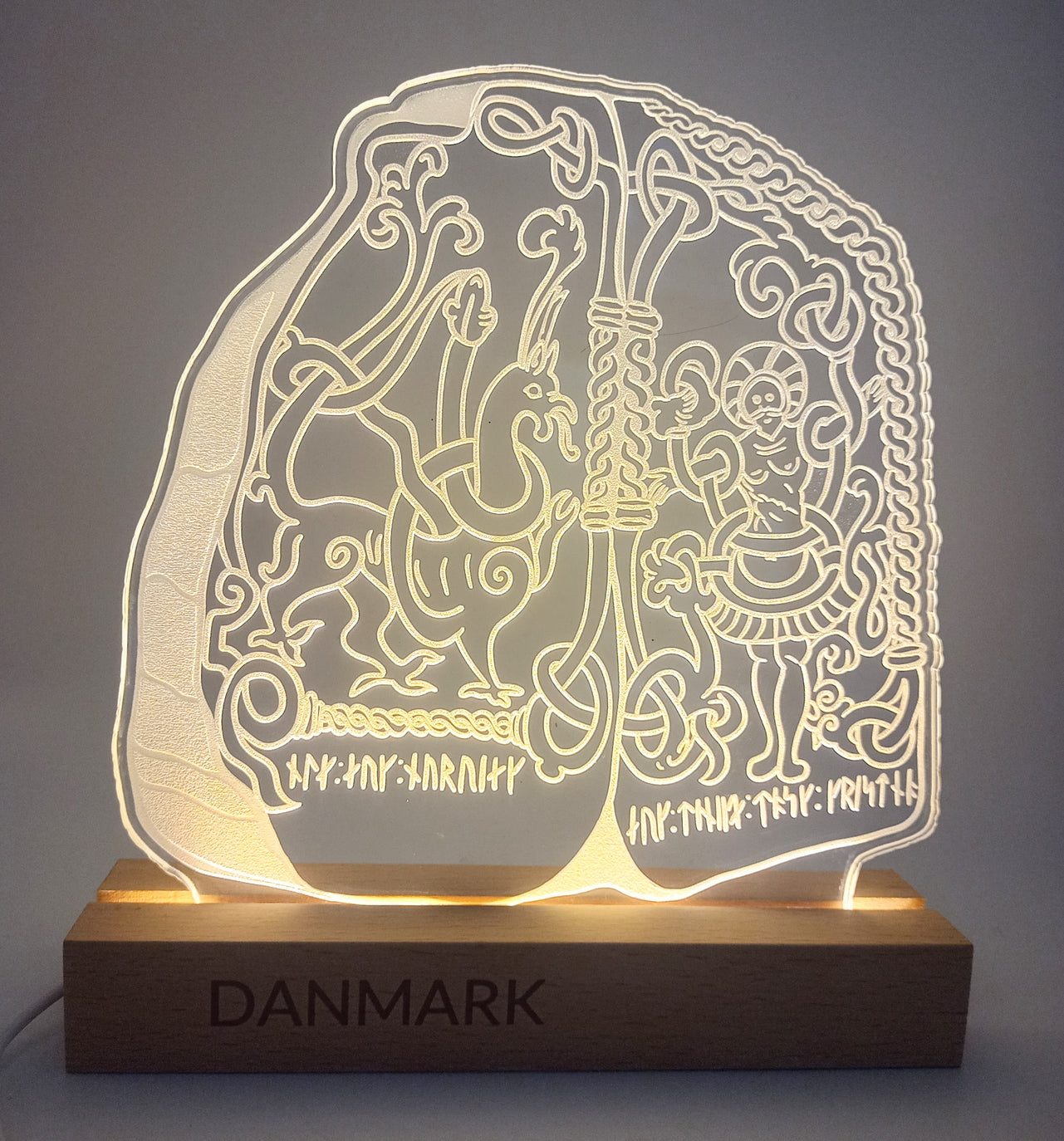 Danmarks historie i LED lys - Den store Jellingesten -  Dansk produceret 20 cm