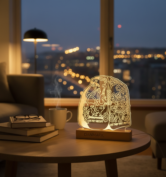 Danmarks historie i LED lys - Den store Jellingesten -  Dansk produceret 20 cm